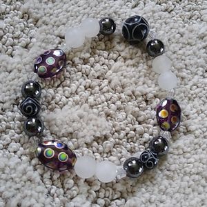 Handmade Gemstone Bracelet Black and White